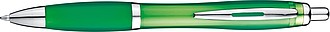 Transparent Ball pen with rubber grip., green