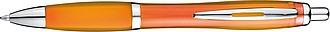 Transparent Ball pen with rubber grip., orange