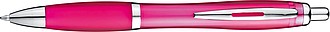Transparent Ball pen with rubber grip., pink