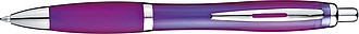 Transparent Ball pen with rubber grip., purple