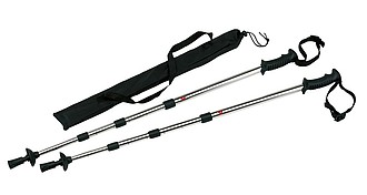 Trekking sticks "Fit and fun", extensible, 2 piece set in a bag,colour black, silver