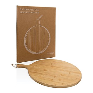 Ukiyo bamboo round serving board, brown