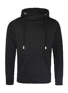 Unisex mikina s kapucí AWDIS CROSS NECK HOODIE, černá, velikost M