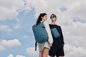 Urban Water Resistant Expandable Sling, blue, grey