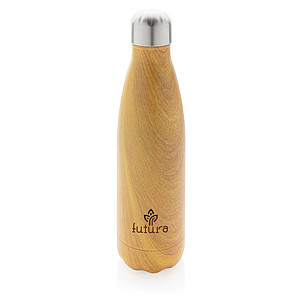 Vacuum insulated ss bottle with wood print