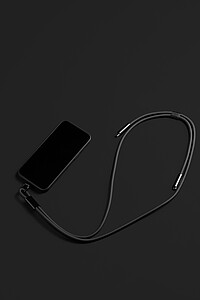 VINGA Neck Lanyard with Charging Cable, Black