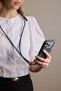 VINGA Neck Lanyard with Charging Cable, Navy Blue
