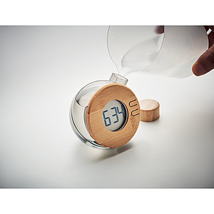 Water powered bamboo LCD clock MO6865-27