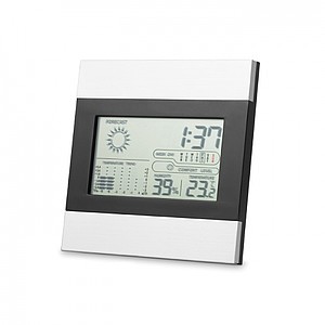 Weather station and clock, matt silver