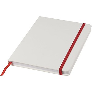 White A5 spectrum notebook with coloured strap
