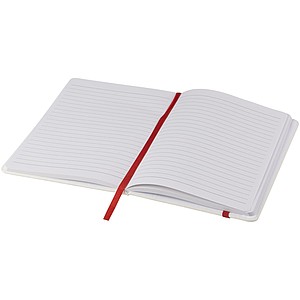 White A5 spectrum notebook with coloured strap