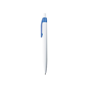 White plastic ballpen with coloured clip, blue