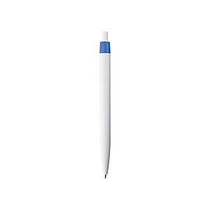 White plastic ballpen with coloured clip, blue