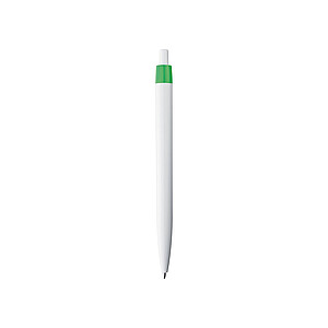 White plastic ballpen with coloured clip, green