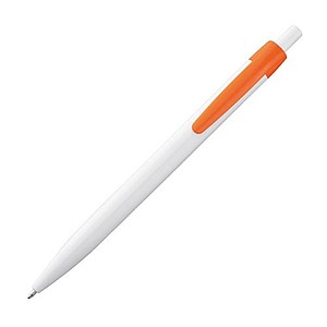 White plastic ballpen with coloured clip, orange