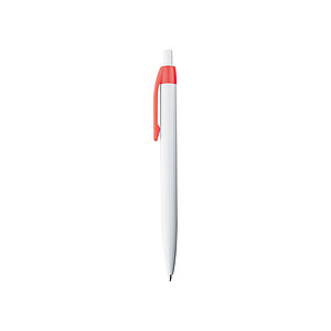 White plastic ballpen with coloured clip, red