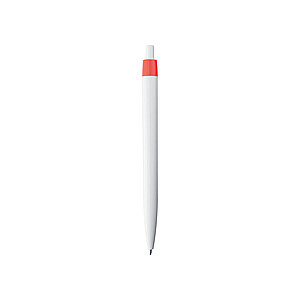 White plastic ballpen with coloured clip, red