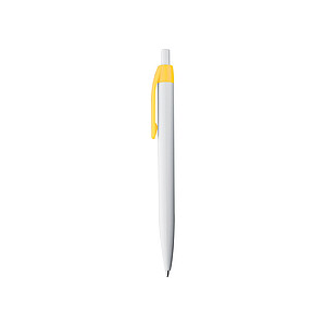 White plastic ballpen with coloured clip, yellow