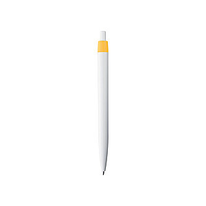 White plastic ballpen with coloured clip, yellow