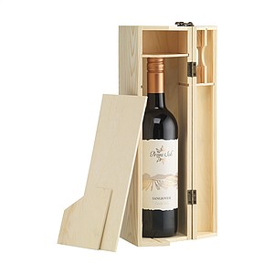 Wine wooden gift box and desk organizer in one