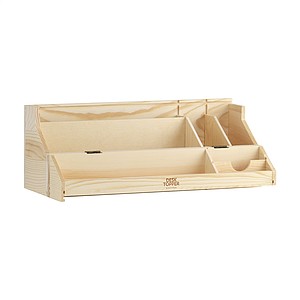 Wine wooden gift box and desk organizer in one