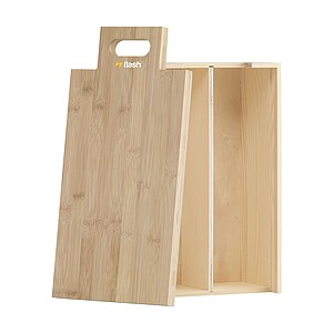Wine wooden gift box for 2 bottles od wine with cutting board