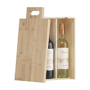 Wine wooden gift box for 2 bottles od wine with cutting board