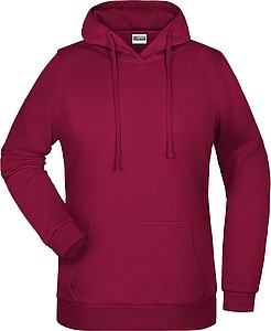 Womens sweatshirt with hoodie James Nicholson, burgundy, M