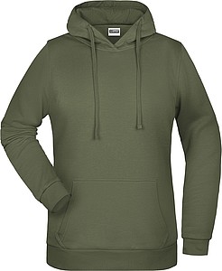Womens sweatshirt with hoodie James Nicholson, dark khaki green, M