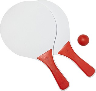 Wooden bat and ball set.