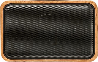 Wooden speaker with wireless charging pad