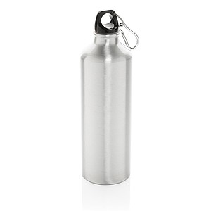 XL aluminium waterbottle with carabiner, silver